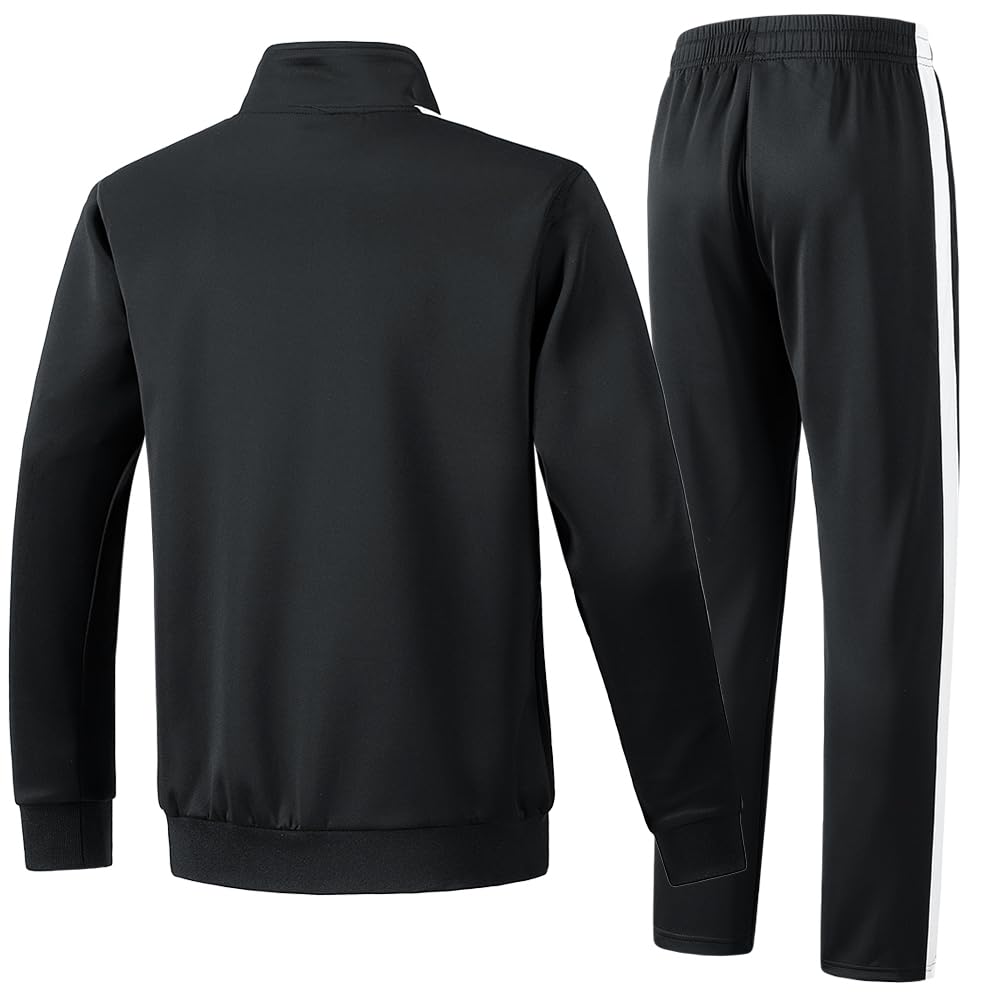 Black tracksuit with white stripes