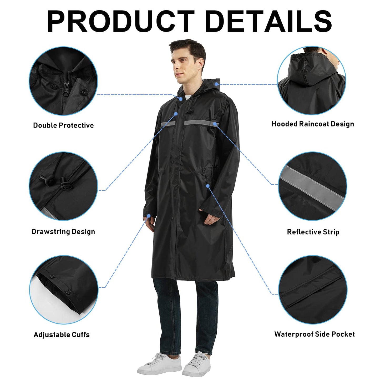 custom long rain jackets with hood