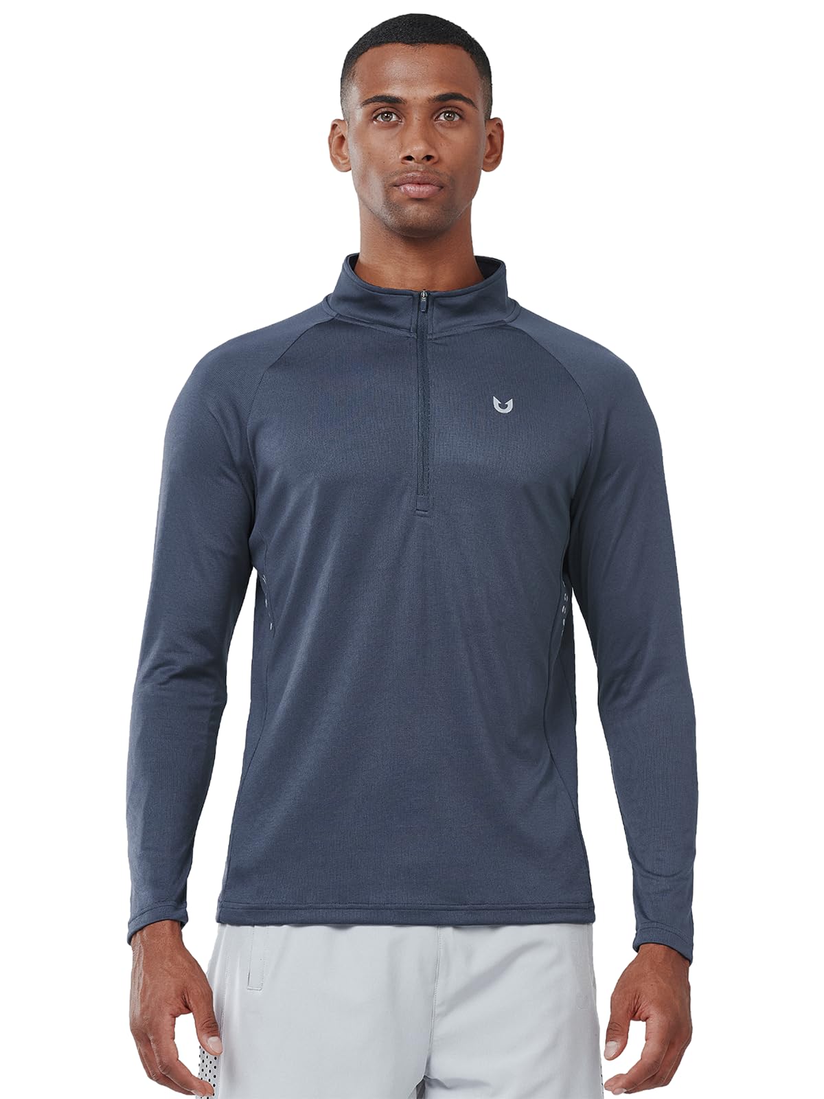 Man wearing Dark Grey Custom Fleece Quarter Zip