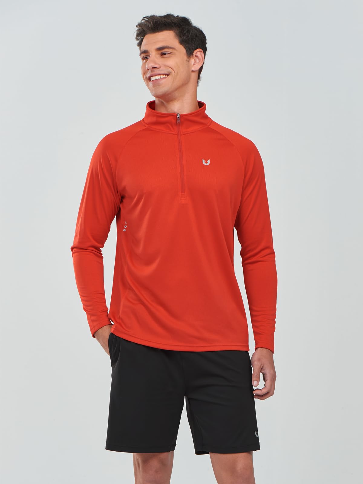 Custom Orange Athletic zip Pullover with Raglan Sleeves