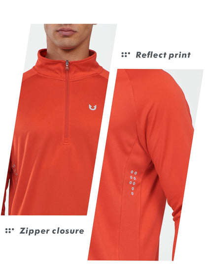 Custom Orange Athletic zip Pullover with Raglan Sleeves