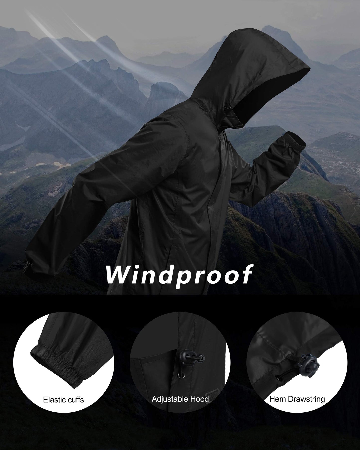 Custom rain coat with adjustable hood