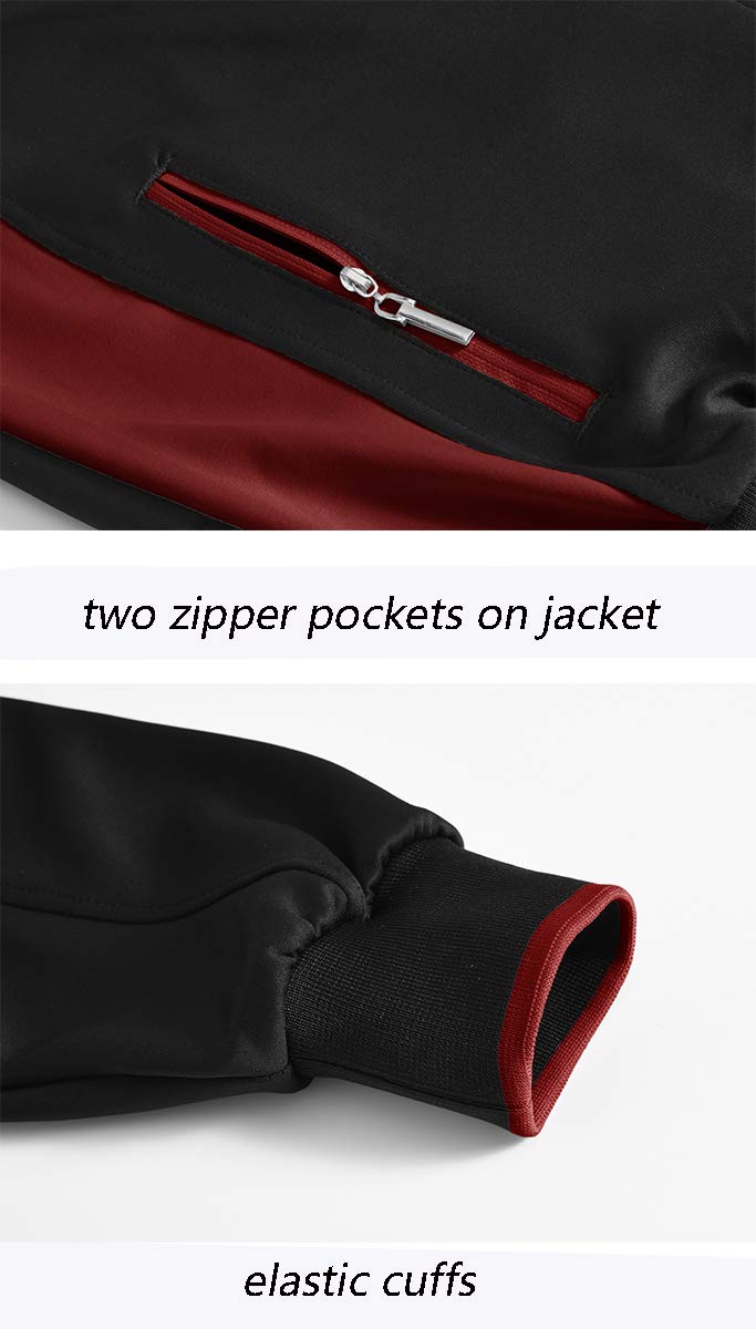 Black jacket with red zipper 