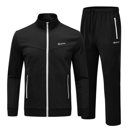 Black tracksuit with white zippers 