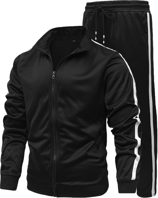 Black tracksuit with white stripes