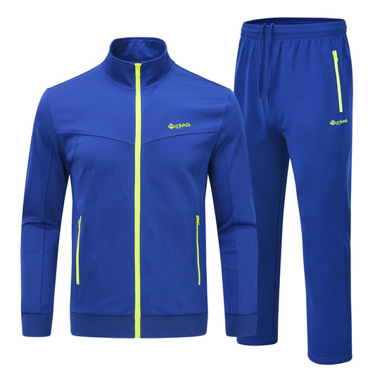 Blue tracksuit with yellow zippers 