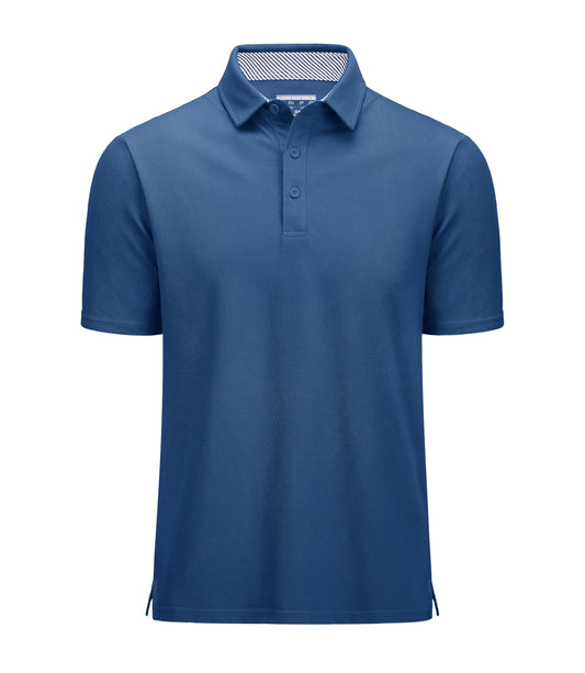 Blue polo shirt on a white background