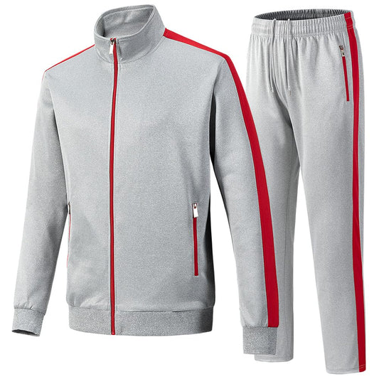 Gray tracksuit with red accents 