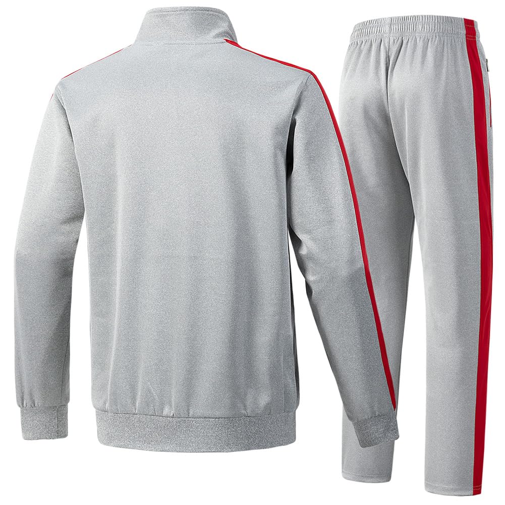 Gray tracksuit with red stripes 