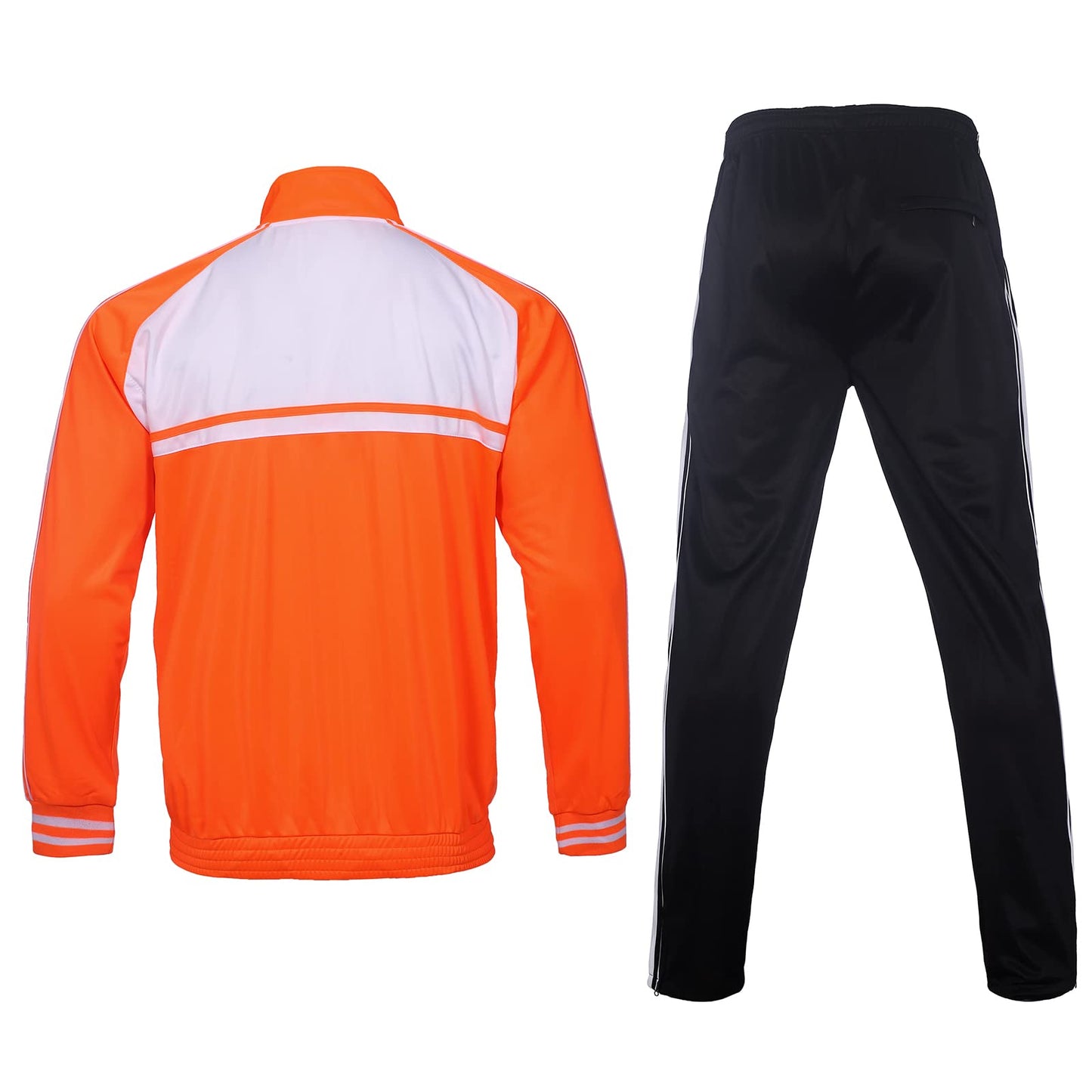 Orange tracksuit with white accents 