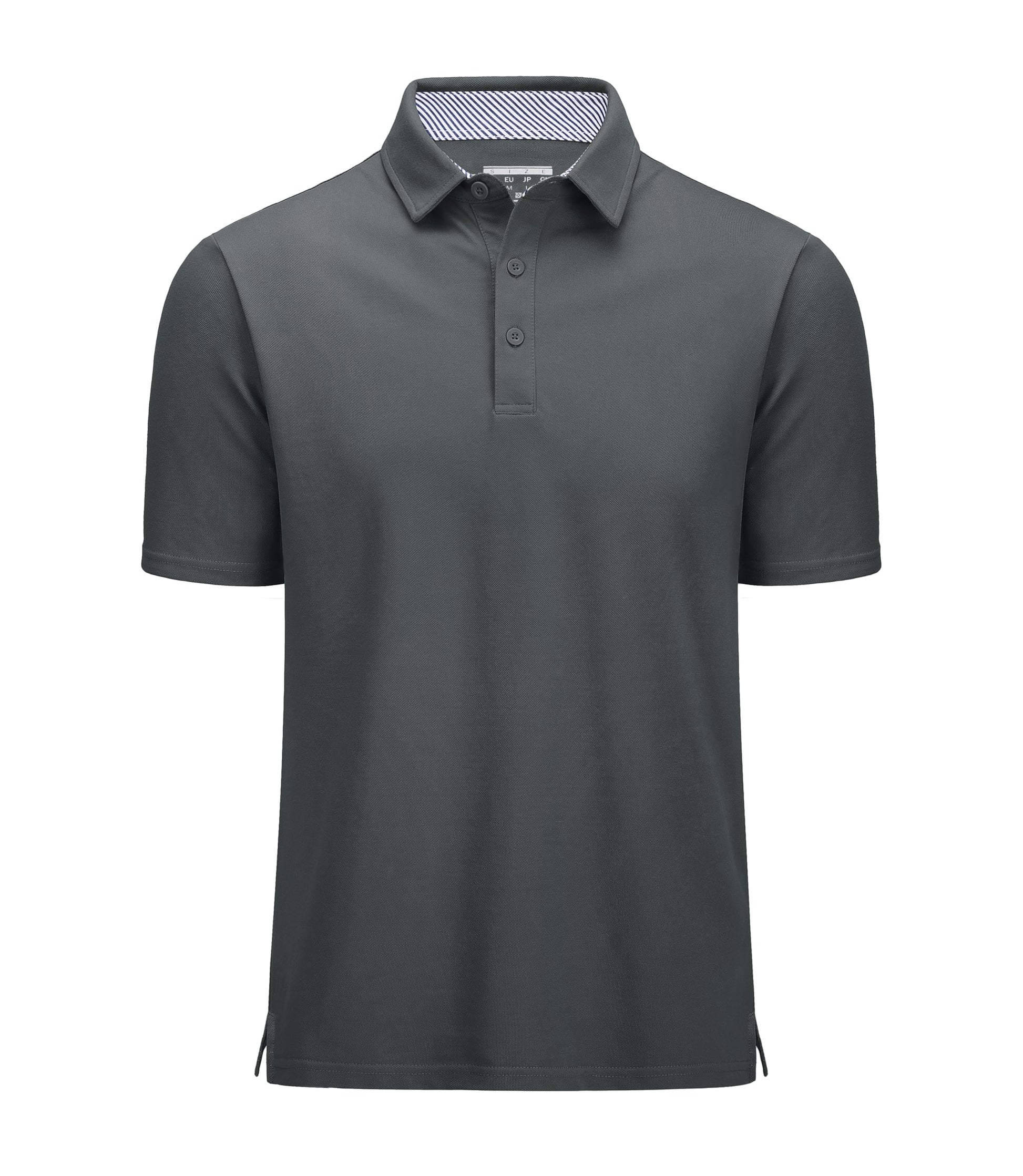 Gray polo shirt with a white collar 