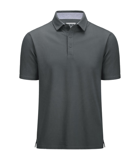 Gray polo shirt with a white collar 