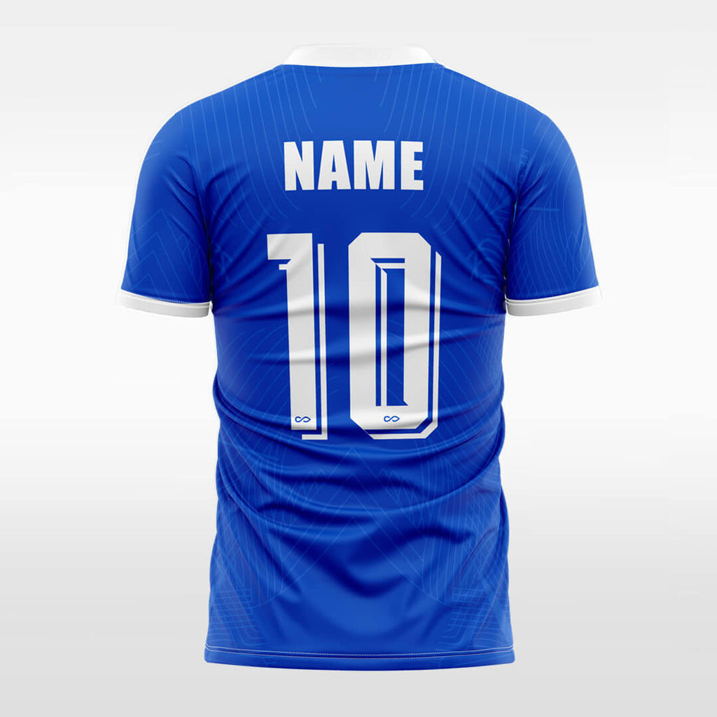 Blue and white football kit with short sleeve