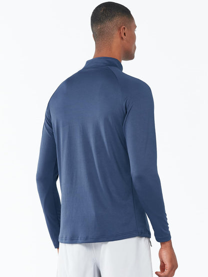 Man wearing a blue long-sleeve training tops