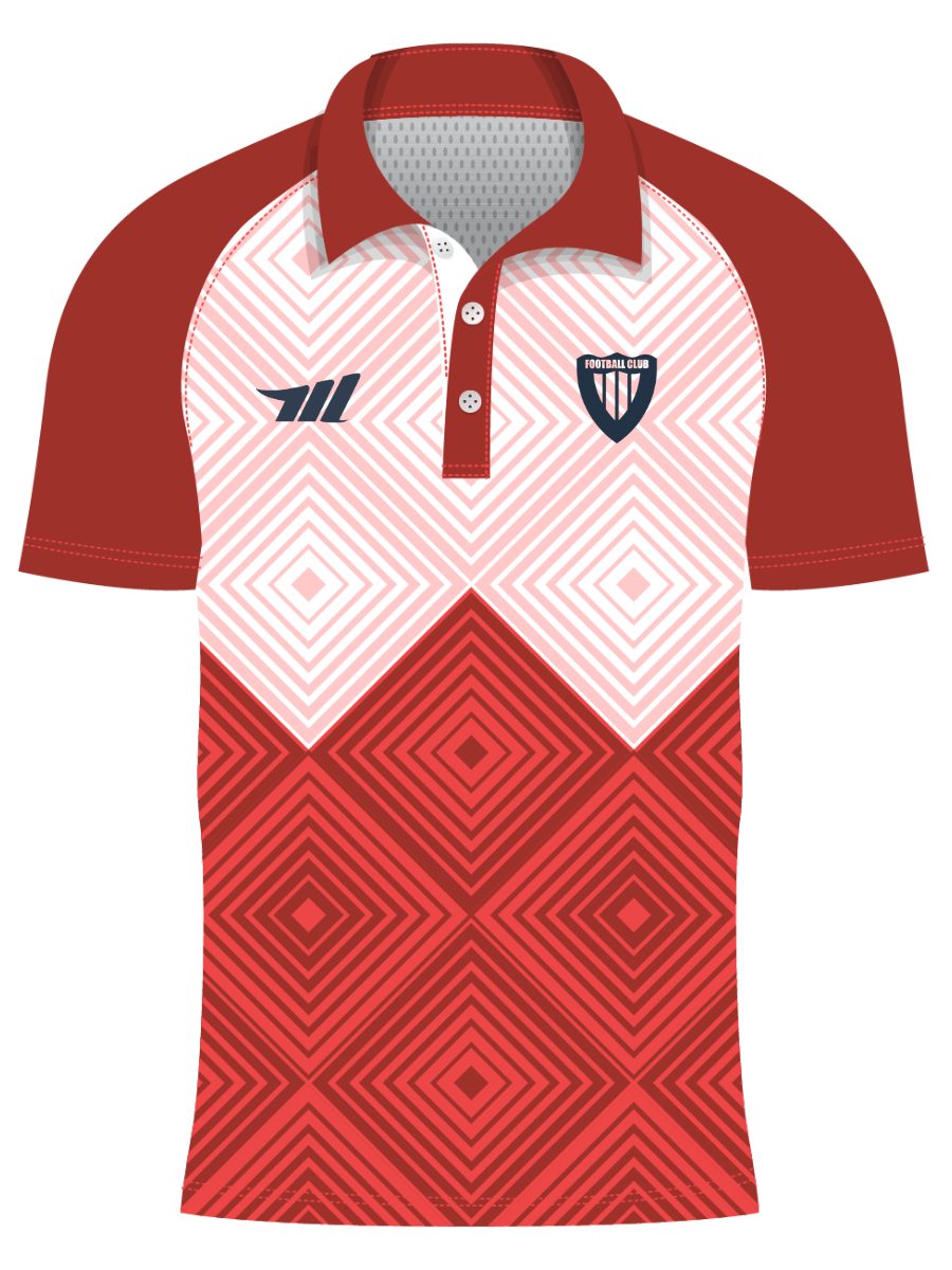 custom diamond metrix style red sublimated polo shirts