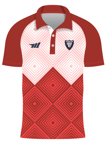 custom diamond metrix style red sublimated polo shirts