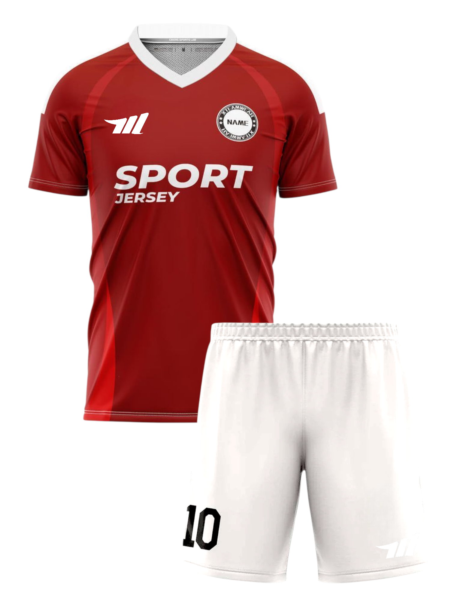 football kit with white V-neck jersey 
