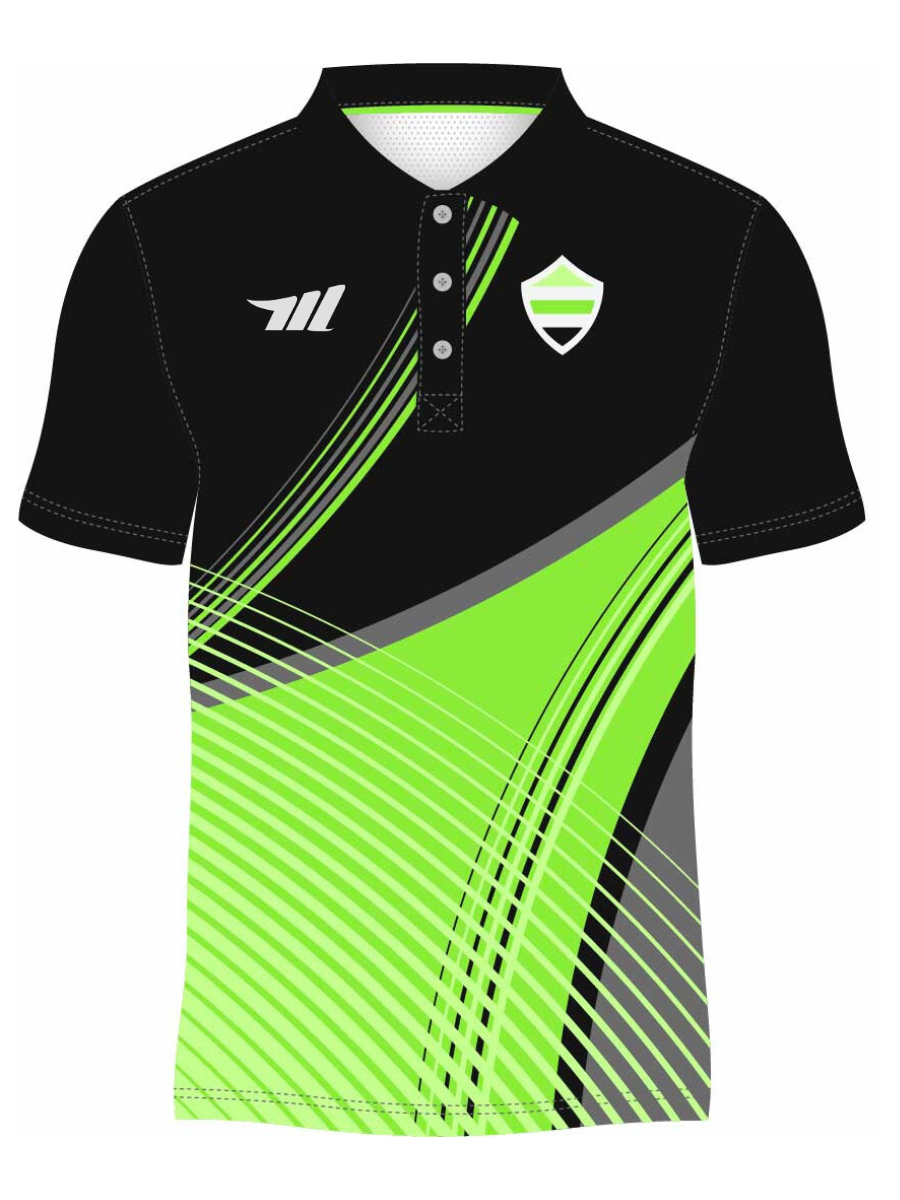 sublimated urban pulse green  and black polo shirts