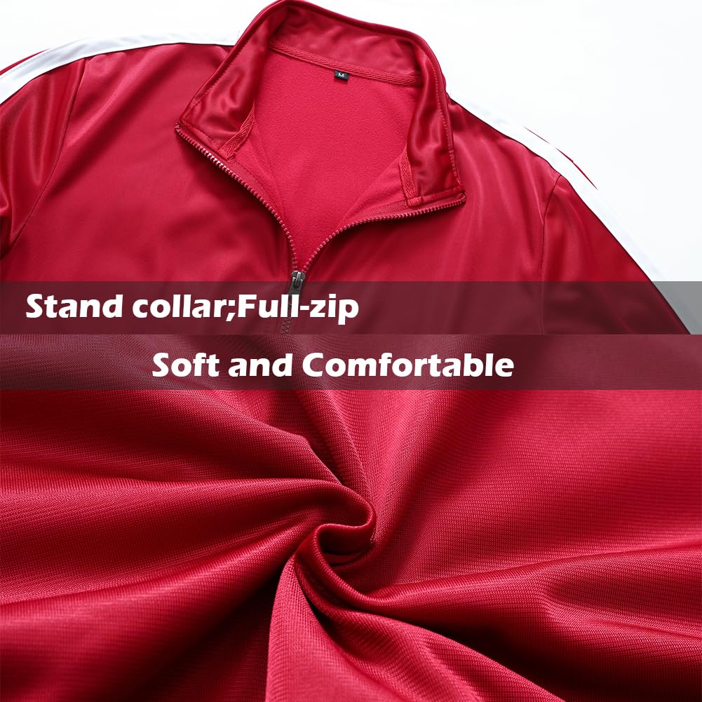 Red jacket with stand collar and full zip