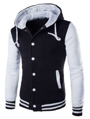Black & White Varsity Baseball Button Hoodies