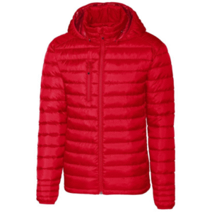 Red Puffer jacket With Hood